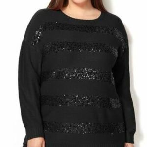 Avenue Plus Size 26/28 Knit Sweater Black Sequin